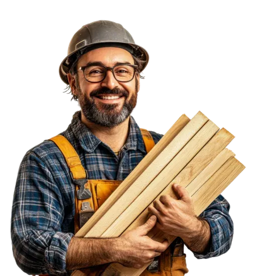 Carpenter holding timber